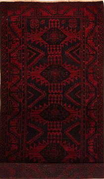 Baluch Red Runner Hand Knotted 4'1" X 9'6"  Area Rug 100-27840