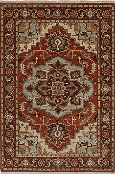 Indian Serapi Brown Rectangle 4x6 ft Wool Carpet 27887
