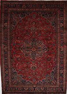 Persian Mashad Red Rectangle 7x9 ft Wool Carpet 27895