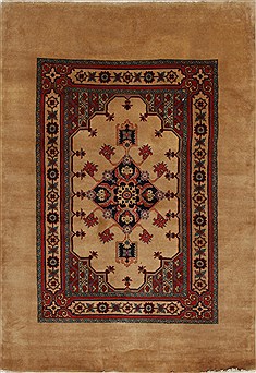 Ardebil Red Hand Knotted 4'7" X 6'8"  Area Rug 100-27901