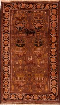Baluch Brown Hand Knotted 3'4" X 6'4"  Area Rug 100-27908