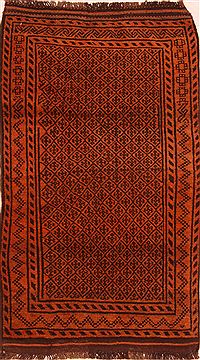 Afghan Baluch Orange Rectangle 4x6 ft Wool Carpet 27918