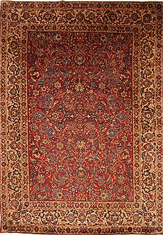 Persian Yazd Blue Rectangle 8x11 ft Wool Carpet 27949