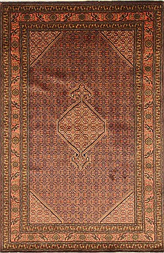 Ardebil Purple Hand Knotted 6'4" X 9'8"  Area Rug 100-27951