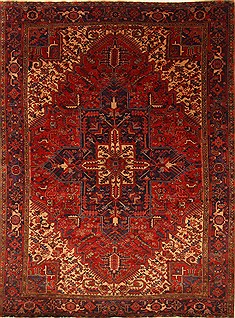 Persian Heriz Red Rectangle 8x11 ft Wool Carpet 27963
