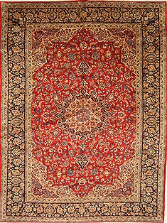 Persian Isfahan Red Rectangle 10x13 ft Wool Carpet 27996