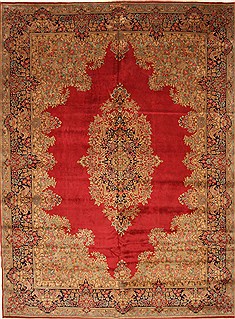 Persian Kerman Green Rectangle 10x13 ft Wool Carpet 28023