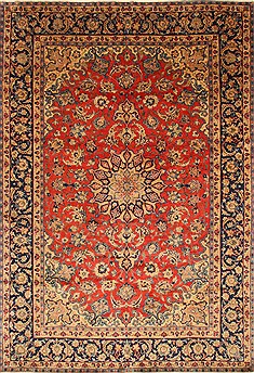 Persian Isfahan Red Rectangle 9x12 ft Wool Carpet 28028