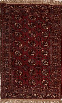 Persian Turkman Red Rectangle 5x7 ft Wool Carpet 28047