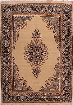 Persian Kerman Yellow Rectangle 7x10 ft Wool Carpet 28048