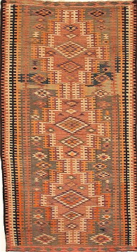 Kilim Brown Runner Hand Knotted 5'5" X 10'3"  Area Rug 100-28080