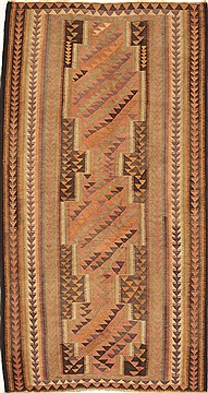 Kilim Brown Runner Hand Knotted 5'2" X 9'6"  Area Rug 100-28084