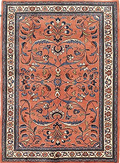 Persian sarouk Red Rectangle 5x7 ft Wool Carpet 28103