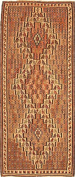 Kilim Brown Runner Hand Knotted 3'9" X 9'0"  Area Rug 100-28104