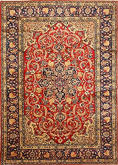 Persian Isfahan Red Rectangle 9x13 ft Wool Carpet 28136