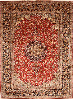 Persian Isfahan Red Rectangle 10x13 ft Wool Carpet 28137