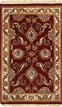 Indian Jaipur Red Rectangle 2x3 ft Wool Carpet 28338