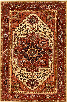 Indian Serapi Brown Rectangle 4x6 ft Wool Carpet 28399