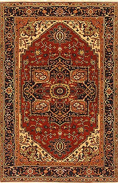 Indian Serapi Brown Rectangle 4x6 ft Wool Carpet 28401