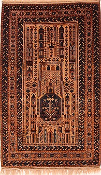 Afghan Baluch Beige Rectangle 3x5 ft Wool Carpet 28427