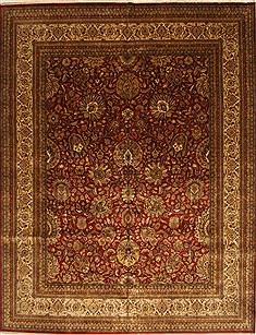 Pakistani Tabriz Beige Rectangle 12x15 ft Wool Carpet 28436