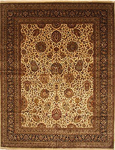Indian Kashmar Beige Rectangle 12x15 ft Wool Carpet 28446