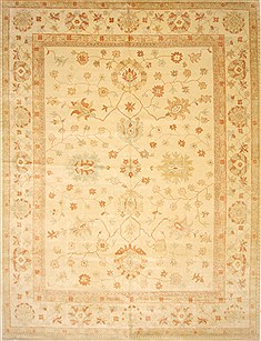 Turkish Oushak Beige Rectangle 12x15 ft Wool Carpet 28510