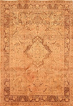 Persian Tabriz Brown Rectangle 7x10 ft Wool Carpet 28538