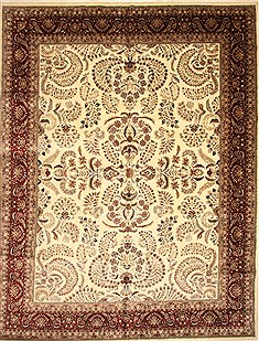 Indian Tabriz Beige Rectangle 12x15 ft Wool Carpet 28566
