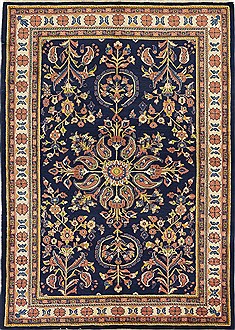 Persian sarouk Blue Rectangle 5x7 ft Wool Carpet 28570