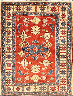 Pakistani Kazak Orange Rectangle 4x6 ft Wool Carpet 28624