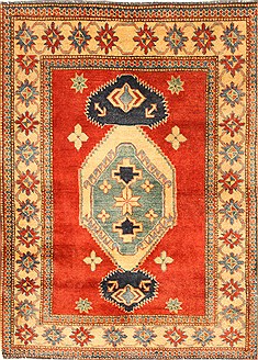 Pakistani Kazak Orange Rectangle 4x6 ft Wool Carpet 28647