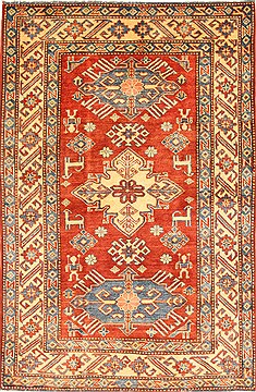 Pakistani Kazak Orange Rectangle 4x6 ft Wool Carpet 28662