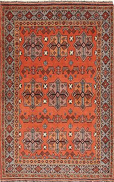 Afghan Shahre babak Brown Rectangle 4x6 ft Wool Carpet 28783