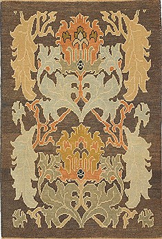 Turkish Oushak Brown Rectangle 5x7 ft Wool Carpet 28790
