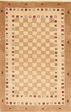 Indian Gabbeh Beige Rectangle 3x4 ft Wool Carpet 28986
