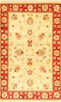 Pakistani Pishavar Beige Rectangle 3x4 ft Wool Carpet 29001