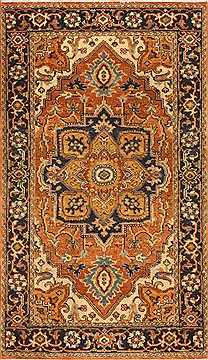 Indian Serapi Orange Rectangle 2x4 ft Wool Carpet 29024
