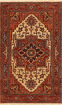 Indian Serapi Beige Rectangle 3x4 ft Wool Carpet 29036