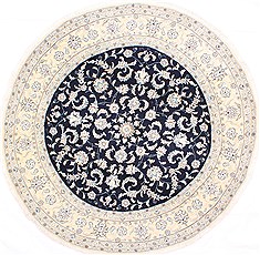 Nain Blue Round Hand Knotted 7'0" X 7'0"  Area Rug 254-29092