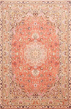 Persian Tabriz Beige Rectangle 7x10 ft Wool Carpet 29114