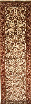 Indian Agra Beige Runner 21 to 25 ft Wool Carpet 29266