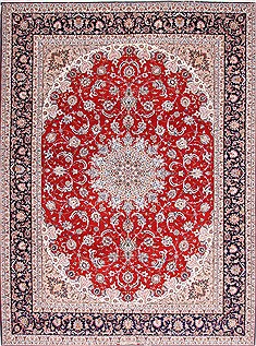 Persian Isfahan Red Rectangle 10x13 ft Wool Carpet 29360