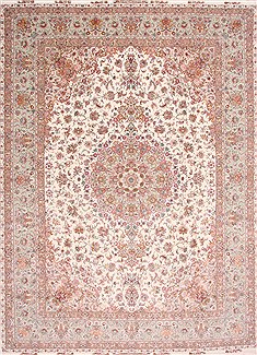 Persian Tabriz Beige Rectangle 10x13 ft Wool Carpet 29366