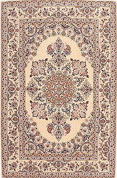 Isfahan Beige Hand Knotted 5'0" X 7'9"  Area Rug 254-29506