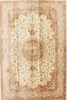 Persian Qum Beige Rectangle 5x8 ft silk Carpet 29516