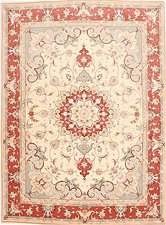 Persian Tabriz Brown Rectangle 5x7 ft Wool Carpet 29529