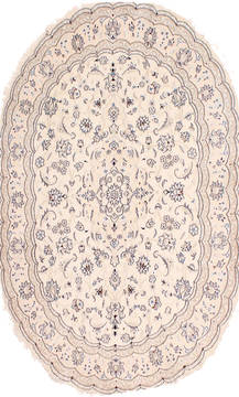 Nain Blue Oval Hand Knotted 4'10" X 6'8"  Area Rug 254-29533