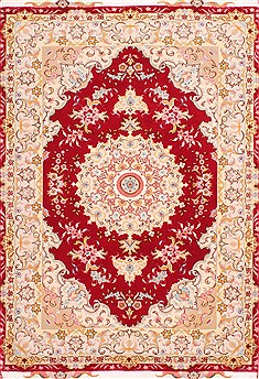 Persian Tabriz Red Rectangle 3x5 ft Wool Carpet 29572