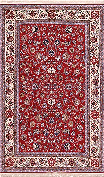 Isfahan Red Hand Knotted 6'1" X 11'3"  Area Rug 254-29586